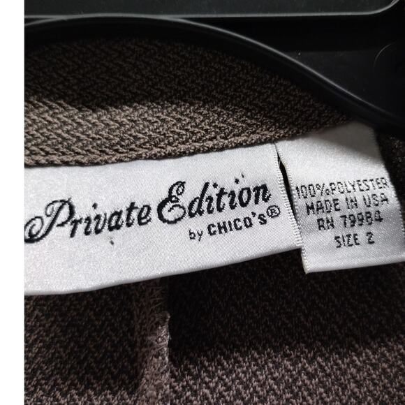 Chico's Vintage Private Edition Size Large (2) Taupe Button Up Longline Blazer - Picture 6 of 6